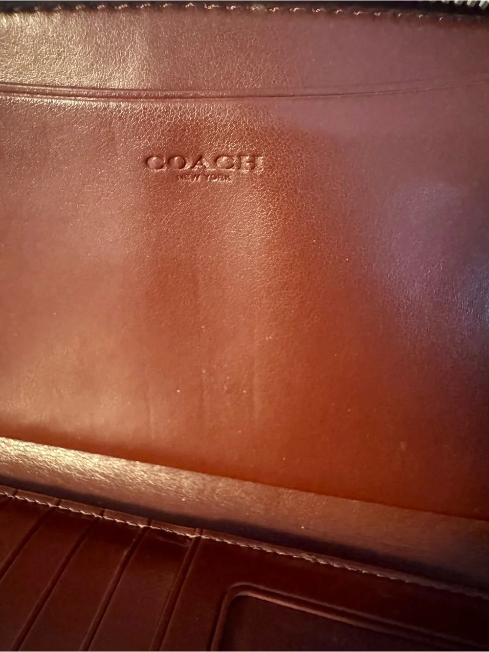 #302 Coach Glitter Signature Large Accordion Zip Around Phone Wristlet Wallet